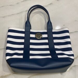 Michael Kors Canvas Tote Navy White Striped
